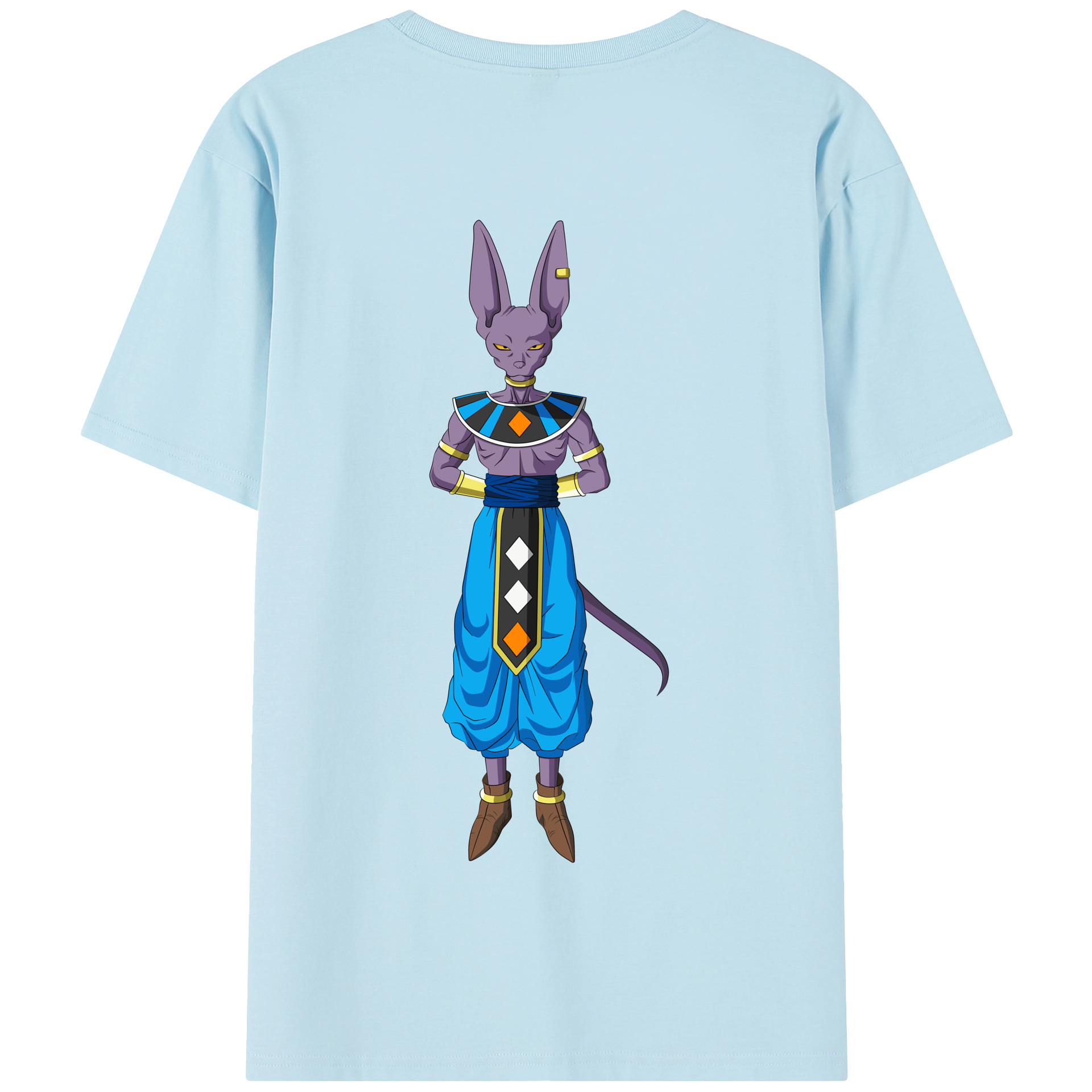 （画像用） ドラゴンボール ビルス 破壊神ビルス DRAGON BALL Beerus Birusu 綿100％半袖Tシャツ（背面プリント）